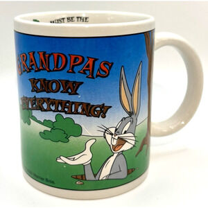 Warner Bros Bugs Bunny Grandpa Knows Everything Coffee Mug Looney Tunes Vintage